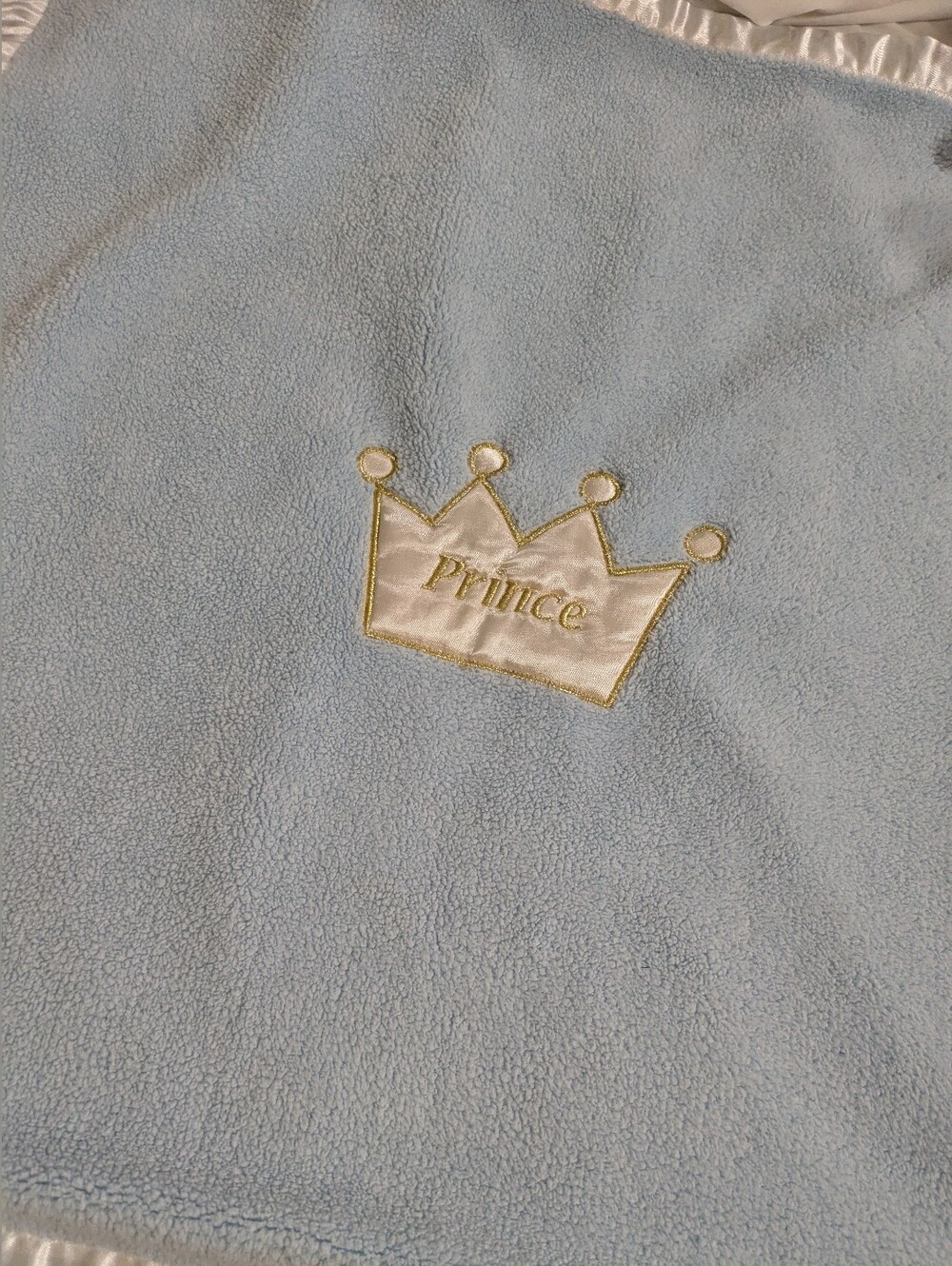 Vintage White & Blue Double Sided/Satin Edged Prince Blanket Large Lovey